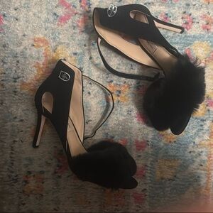 ANTONIO MELANI Black Heels with Plush Detail